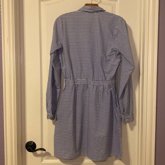 Womens Blue and White Striped Button Up Collared Dress Size Medium NWOT - Picture 3 of 13